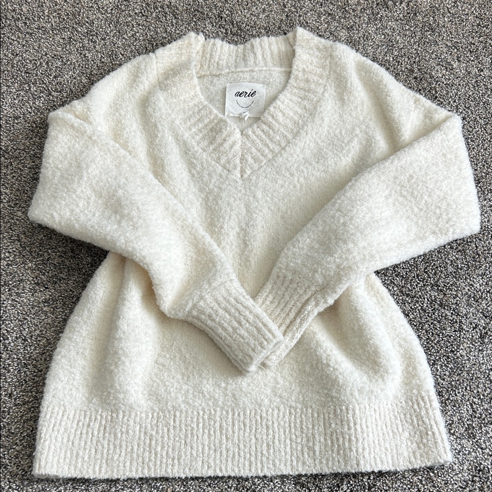 Aerie Women's Soft Cream V-Neck Sweater